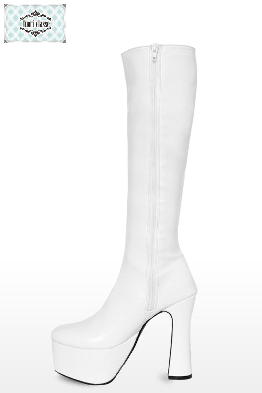 美脚プレーンブーツ 厚底13cm 白