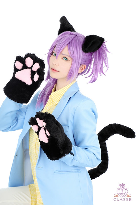 蓬松的猫尾巴，黑色。