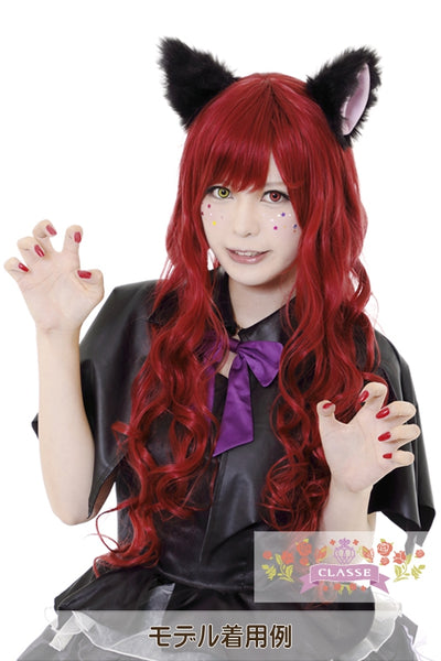 もこもこ猫耳　黒×ピンク