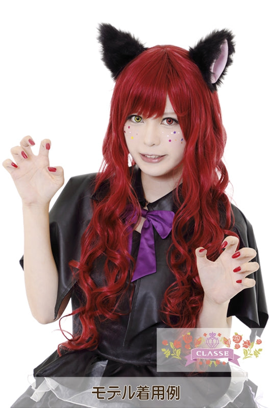 もこもこ猫耳　黒×ピンク