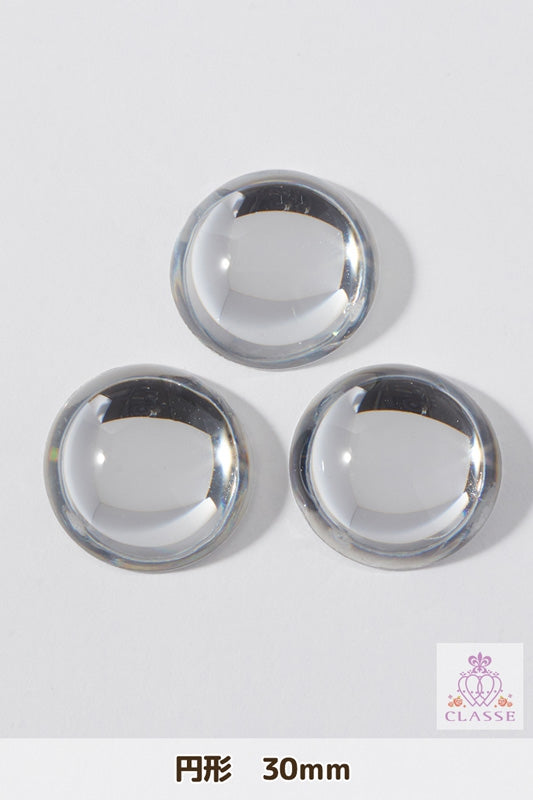 クリスタルパーツ 円形 30mm 透明 3個入