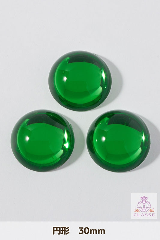 クリスタルパーツ 円形 30mm 緑 3個入