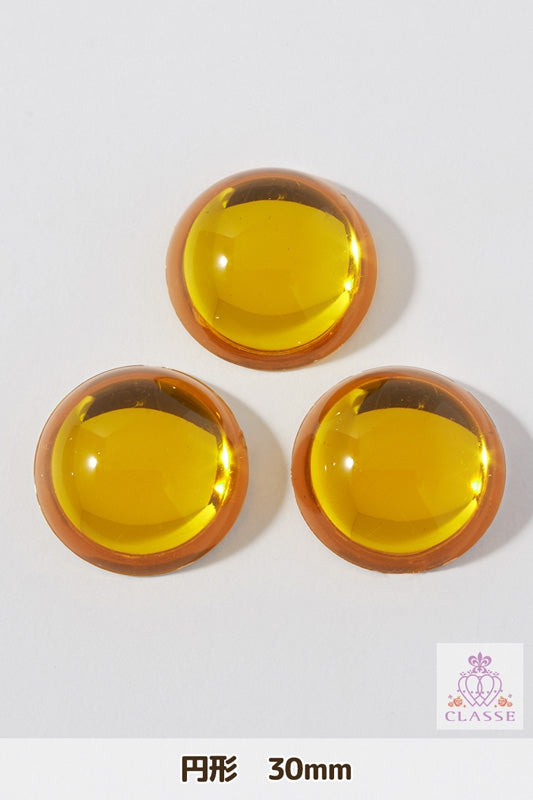 クリスタルパーツ 円形 30mm 黄 3個入
