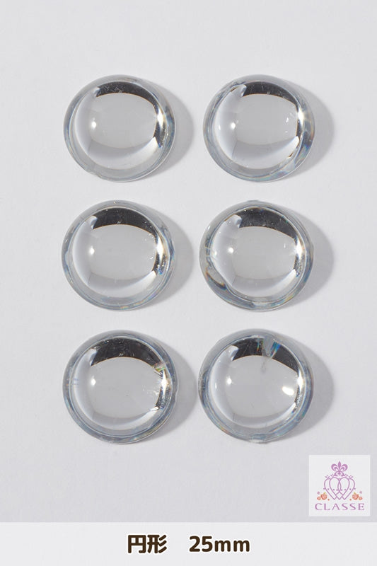 クリスタルパーツ 円形 25mm 透明 6個入