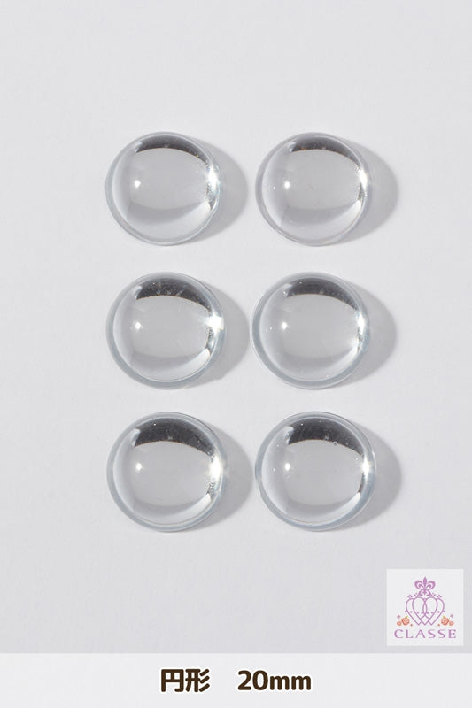 クリスタルパーツ 円形 20mm 透明 6個入
