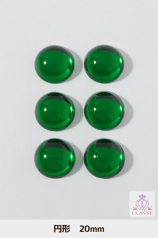 クリスタルパーツ 円形 20mm 緑 6個入