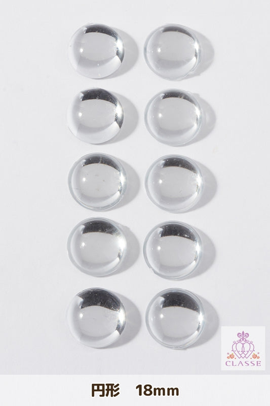 クリスタルパーツ 円形 18mm 透明 10個入