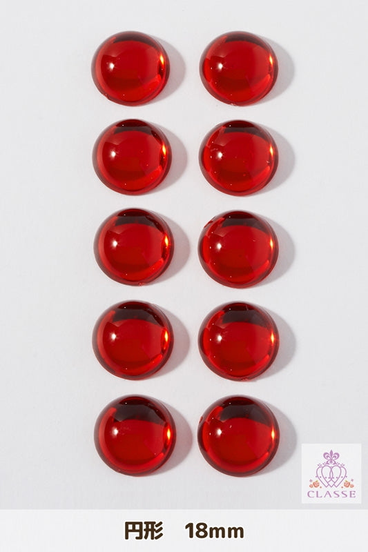 クリスタルパーツ 円形 18mm 赤 10個入