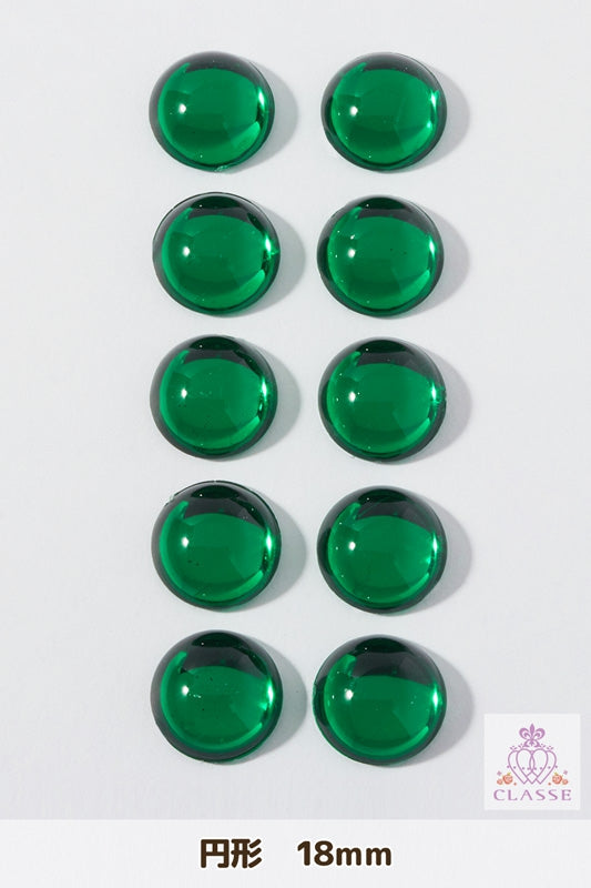 クリスタルパーツ 円形 18mm 緑 10個入