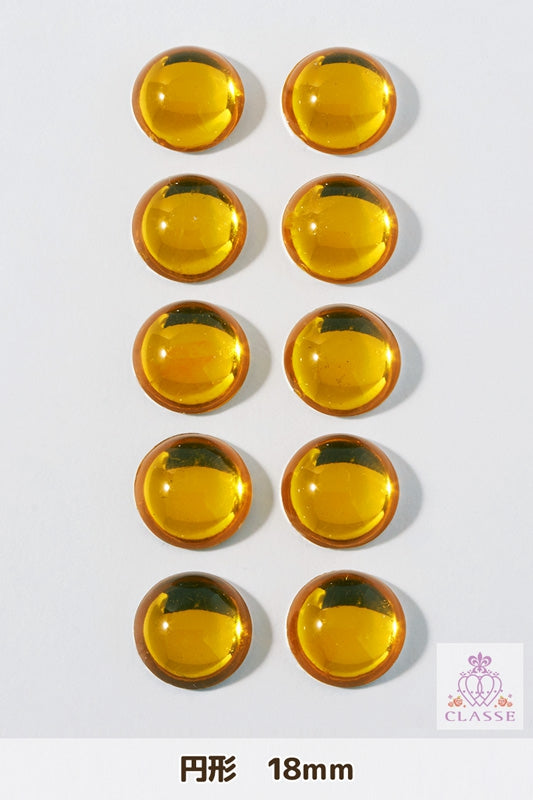 クリスタルパーツ 円形 18mm 黄 10個入