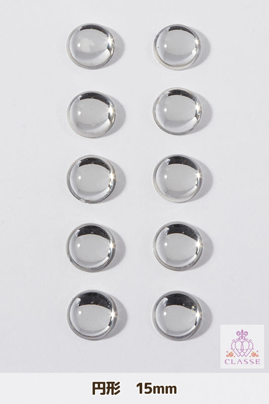 クリスタルパーツ 円形 15mm 透明 10個入