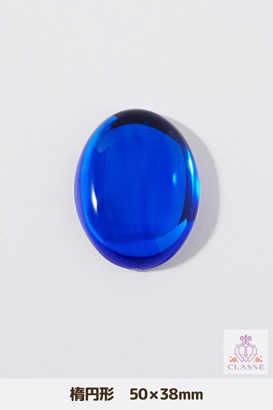 Crystal parts elliptical 50 Ã— 38mm Blue 1 piece