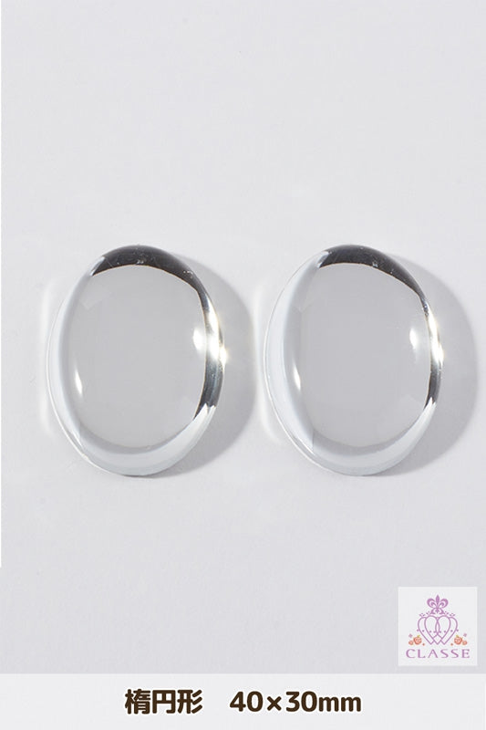 クリスタルパーツ 楕円形 40×30mm 透明 2個入