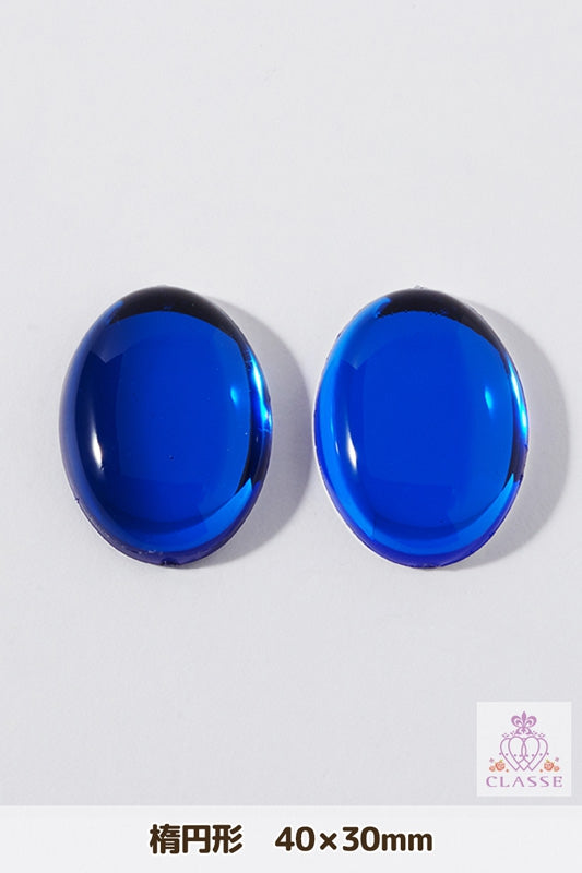 Crystal parts elliptical 40 Ã— 30mm blue 2 pieces