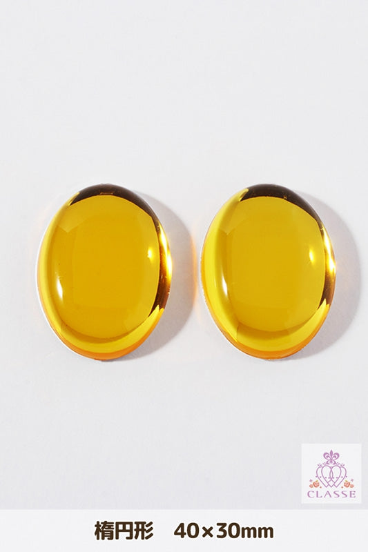 クリスタルパーツ 楕円形 40×30mm 黄 2個入