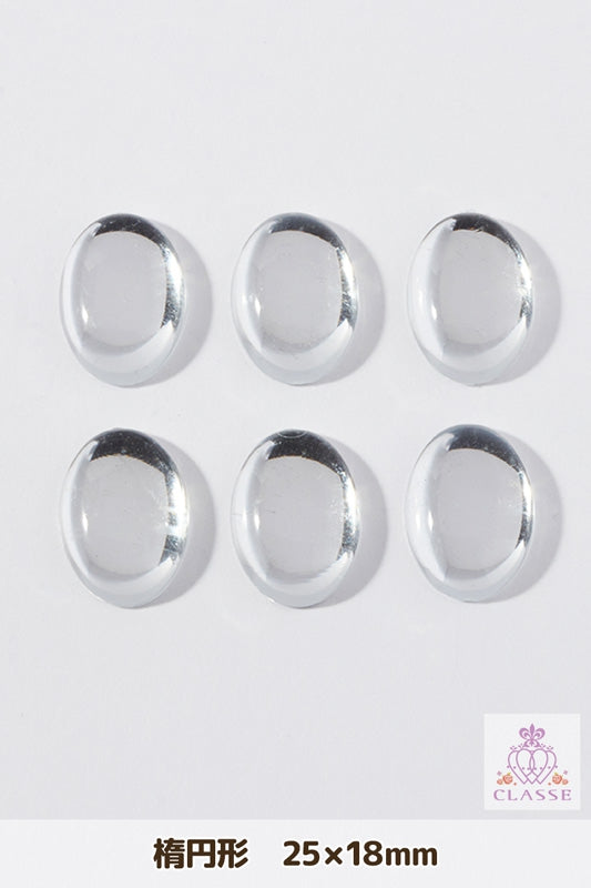 クリスタルパーツ 楕円形 25×18mm 透明 6個入