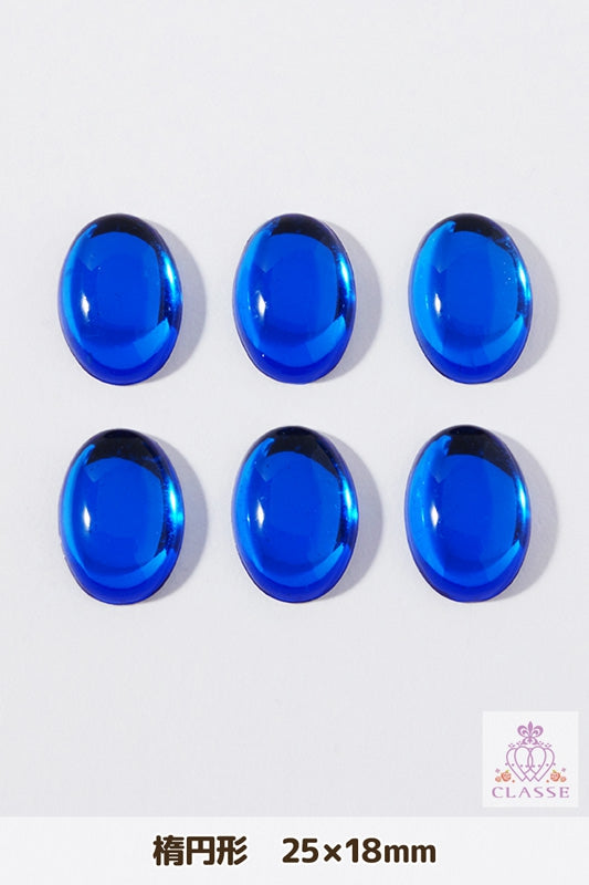 Crystal parts elliptical 25 Ã— 18mm blue 6 pieces