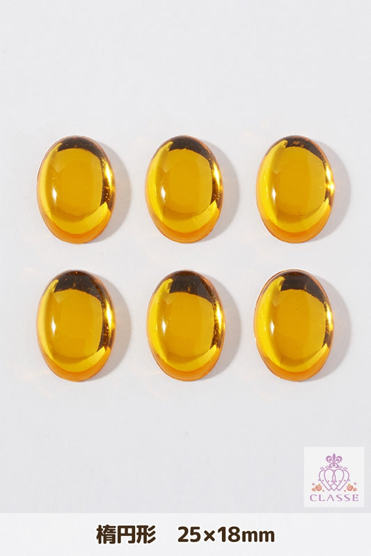 クリスタルパーツ 楕円形 25×18mm 黄 6個入