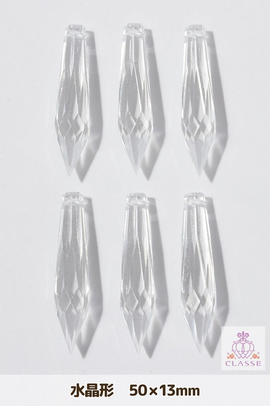 Crystal parts crystal type 50 x 13mm transparent 6 pieces