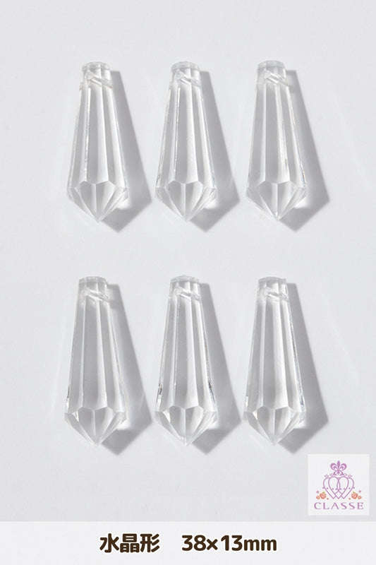 Crystal parts crystal type 38 x 13mm transparent 6 pieces