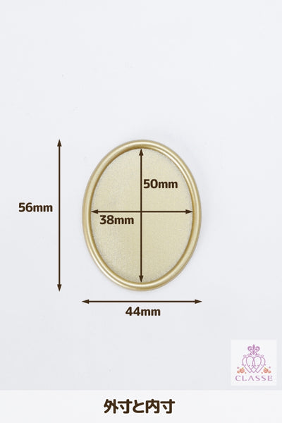 50 x 38毫米的水晶部件基座，椭圆形，金色，1件。