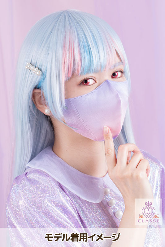 立体型不織布マスク 5枚入 ピンク×パープル