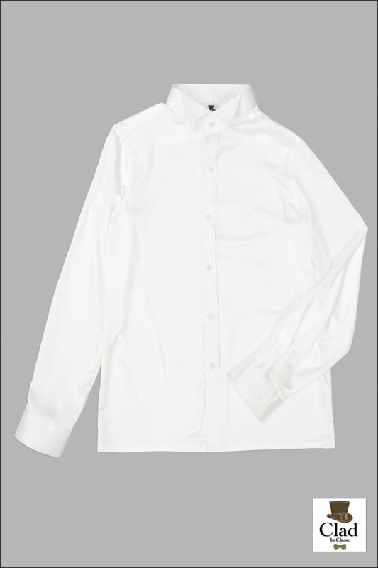 礼服衬衫，翼领，白色。