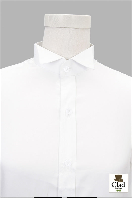 礼服衬衫，翼领，白色。