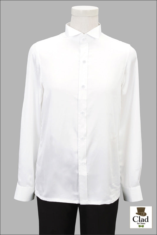 礼服衬衫，翼领，白色。